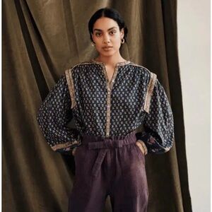 Louise Misha Jane Blouse, Black Blockprint